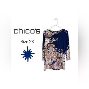 ✨ CHICO’S Paisley Print Stretch Blouse – Size 2 (2X) – Like New ✨